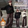 Girls' Fashionable Plaid Pants & Bow Sweatshirt Set - Autumn/Winter 2025