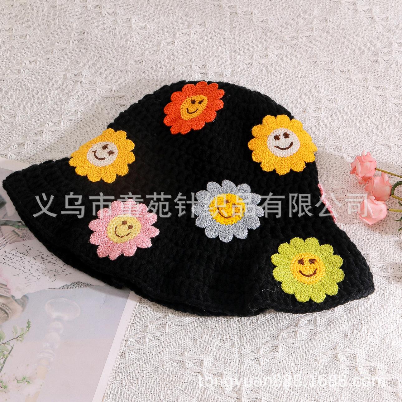 Ready to Ship 2023 Factory Outdoor Good Quality Hollow Out Knitted Cute Bucket Hat чёрный