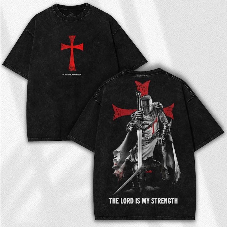 The Lord Is My Strength Washed Tee: Vintage Faithcore Christian Streetwear - Tem