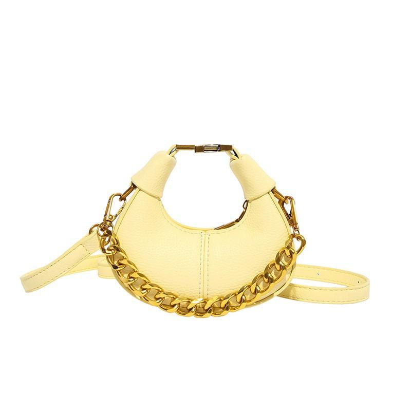 

Ins Trend Light Luxury Crescent Bag Female Niche Mini Chain Cross-body All-match Street Keyhole Red Envelope жовтий