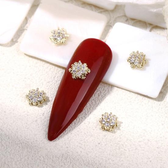 2Pcs Christmas Nail Design Set Christmas Bell Elk Sled Zircon Tree Nail Zircon Art