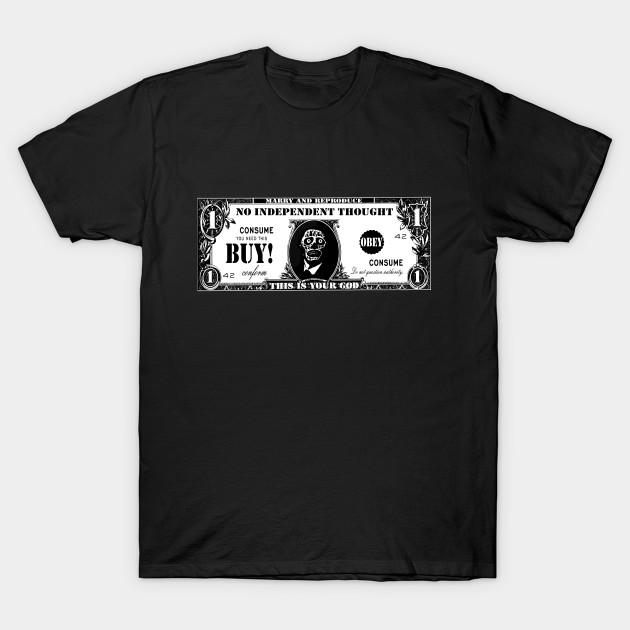Men Black Print T-shirt They Live No-Cut Transfer Paper Print Cotton Tshirt 2XL чёрный