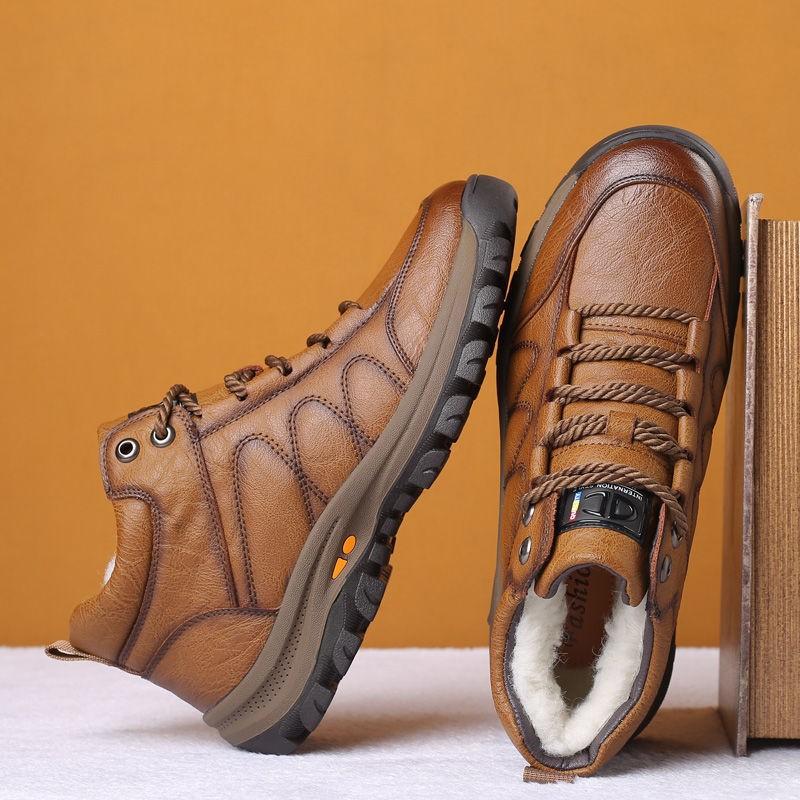 Mingfu men's cotton shoes high-top thickened warm and non-slip high-tube men's cotton shoes winter wear-resistant thick-soled men's casual cotton shoe