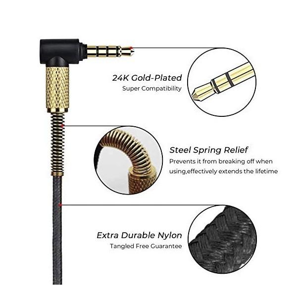 High quality audio cable For Momentum On-ear1/2/3 Headset 3.5mm to 2.5mm plug with microphone braided wire