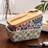 Butter Container Ceramic Box Restaurant Sealed Storage Box Cheese Box with Knife Butter Slicer Butter Dish Tableware