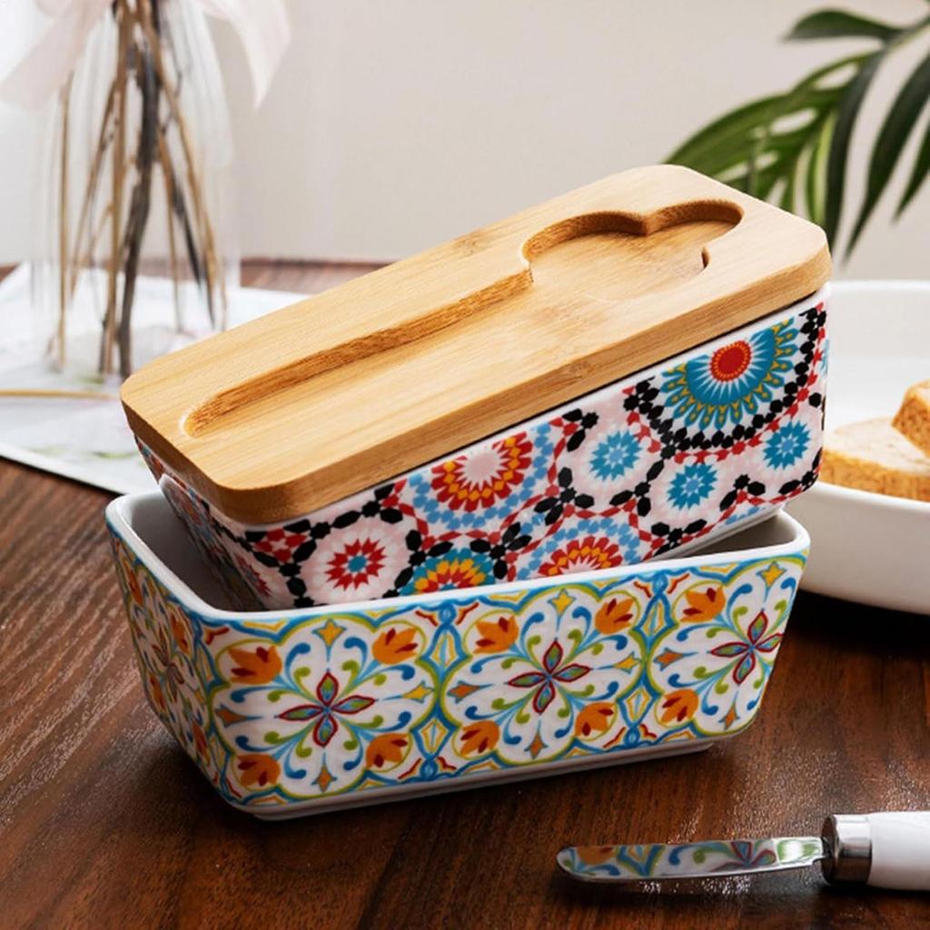 Butter Container Ceramic Box Restaurant Sealed Storage Box Cheese Box with Knife Butter Slicer Butter Dish Tableware