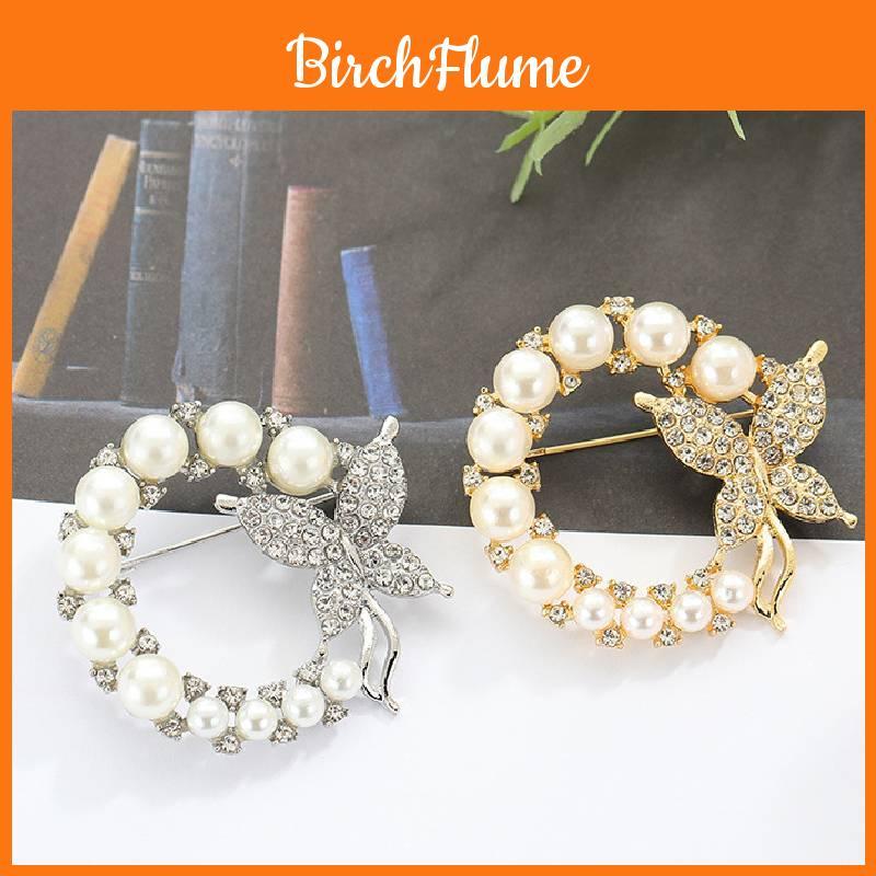 Butterfly Brooch With Alloy Rhinestones And Pearls For Women Fashionable And Artistic
