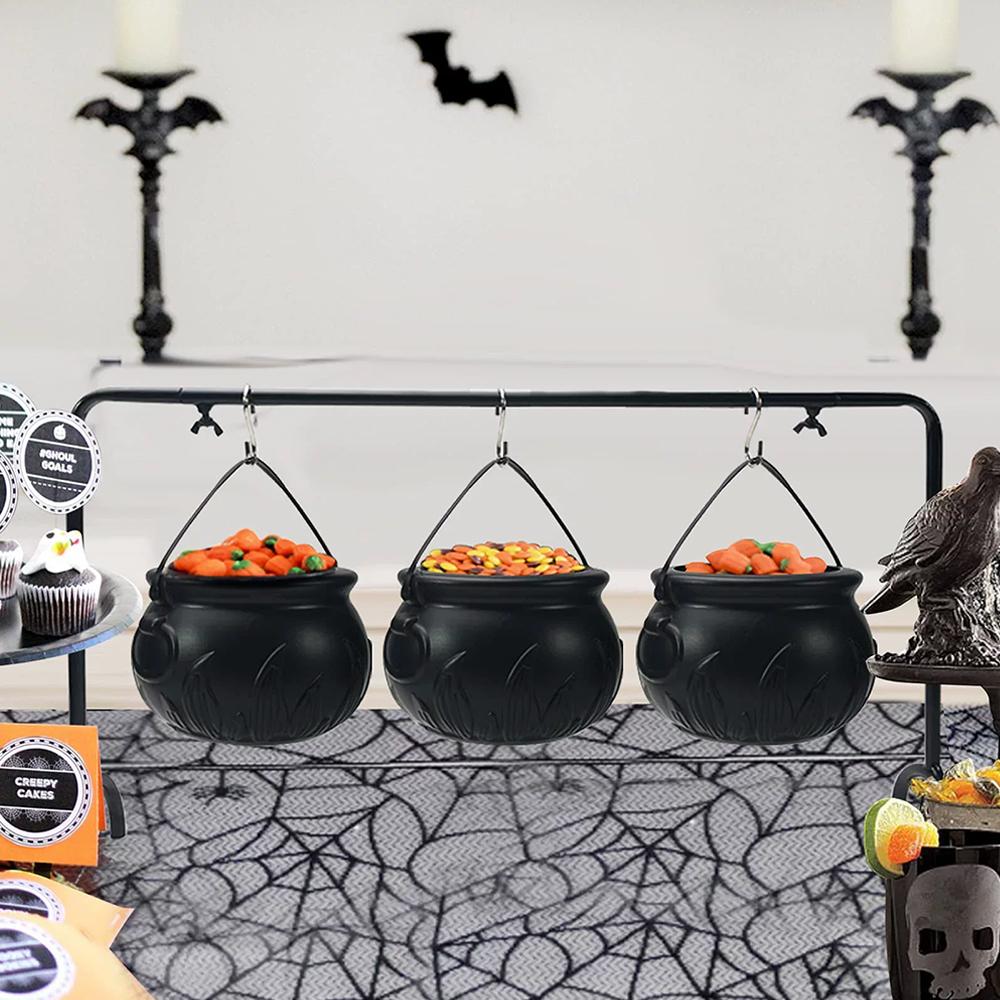 Set med 3 Häxkittel Serveringsskålar på Ställ Halloween Dekoration Plast Godisskopa Kittel Hem Halloweendekoration Skräckdekor