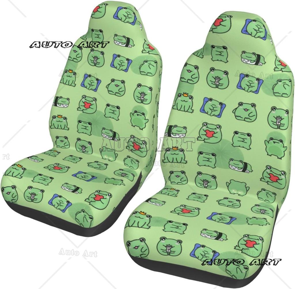 Frog Car Seat Cover 2 Pcs Front Seat Bucket Seat Protector Universal Fits For Auto Interior Accessories For Cars Truck Sedan