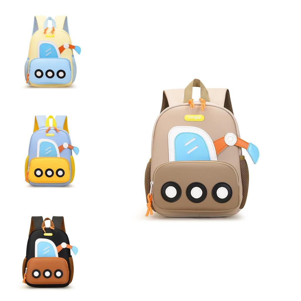Toddler Boys Girls Oxford Cloth School Backpack Featuring Excavator Print For Daycare And Outings