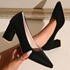 Large Size High Heels Women's Autumn New Temperament Work Commute Comfort Pointed Thick Heel Work Shoes