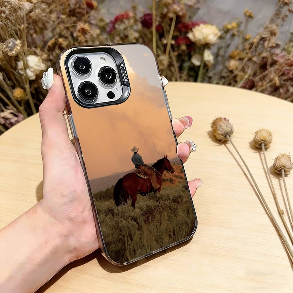 Western cowboy Phone Case For iPhone 17,16,15,14,13,12,11 Plus,Pro Max,XS,Colorful Silver Phone case Funda Cover