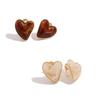 Gentle Amber Heart Earrings for Women: Elegant Autumn/Winter Design