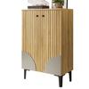 Modern Wooden Shoe Organizer with Multiple Storage and Black PVC Frame - Perfect for Hallway and Small Spaces
