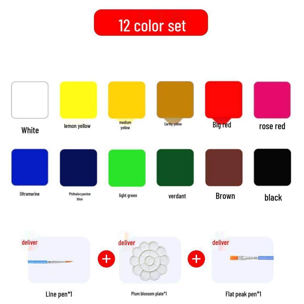 Dětská voděodolná akrylová kvašová sada barev pro malování prsty, umění na kameny a graffiti - Doprava zdarma