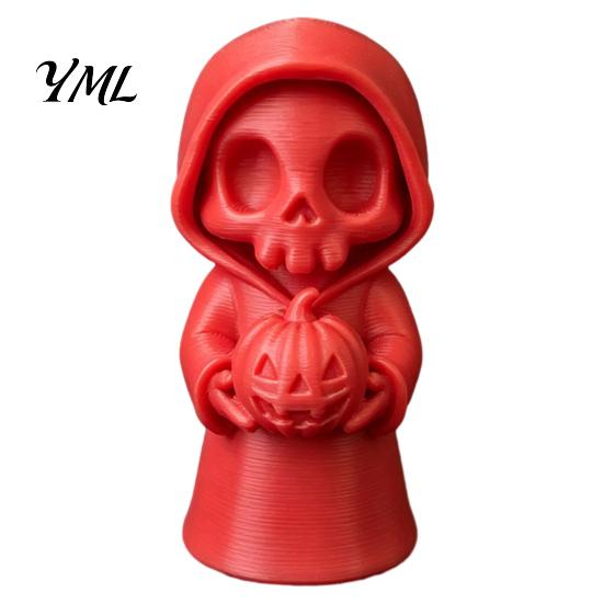 Grim Reaper Pumpkin Figurine 3D Printed Holding Pumpkin, Blank DIY Collectibles for Halloween Paintable Statue, Cute Desktop Shelf Holiday Decor Party