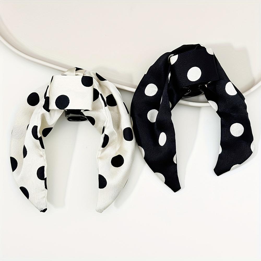 

2pcs Bat-Shaped Polka Dot Print High Ponytail Hair Clips - Vintage Elegant Style Women s Half-Up Bun Holder 2pcs