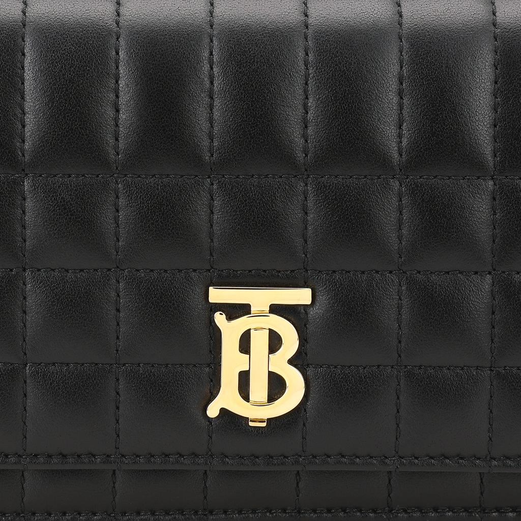 Burberry Lola Bag With Metal Logo Magnetic Closure Chain Quilted Lambskin Leather Shoulder Crossbody Bag Women Bags Black 80661761