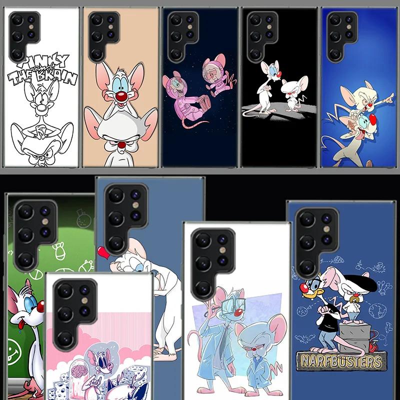Pinky Anime and the Brain Cover For Samsung Galaxy S21 S20 S23 FE S22+ S24 Ultra S25 Edge Phone Case S10 Plus Clear Capa Coque P