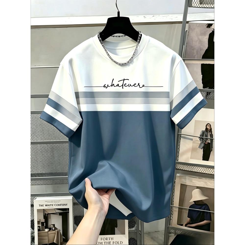Hot Selling New Men's Summer Striped Letter Printed Micro Elastic