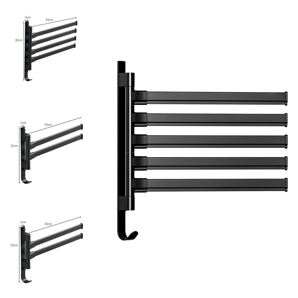 Modern Plastic Adhesive Hook Rack With Rotating Towel Bar For Bathroom And Dorm Use