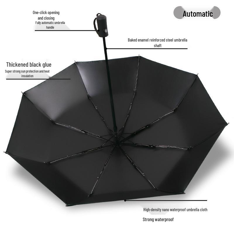 Parasol przeciwsłoneczny UV Auto Open Black Glue - Własne logo, Ochrona przed promieniowaniem UV, Spersonalizowany prezent