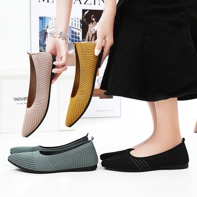 Damen Sommer Flache Freizeitschuhe mit flachem Ausschnitt Einfarbig Vielseitig Damen Schuhe Französische Weichsohle Nicht ermüdende Schuhe