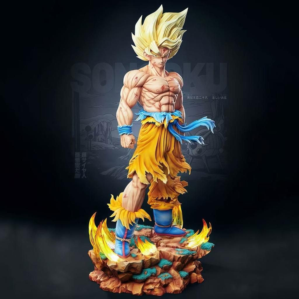 35cm Dragon Ball Anime Figures Chu Chao Battle Damage Goku Action Figure Models Pvc Statue Toys Decoration Collect Kids Gifts
