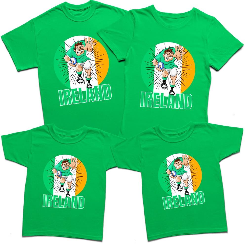 Funny Ireland Irish Flag Rugby Player Mens Womens Boys Girls TShirts Tee TopSN