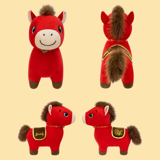 Stuffed Fortune Horse Blessing Horse Doll with Fuzzy Mane And Tail