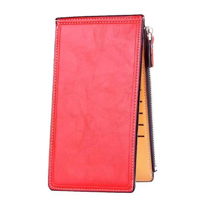 Cartera Larga para Mujer Deelfel, Popular Piel Roja, Fina Plegable, Elegante Cartera Larga con Cremallera en Forma de L, Gran Capacidad, Cabe 17 Tarjetas (rojo)