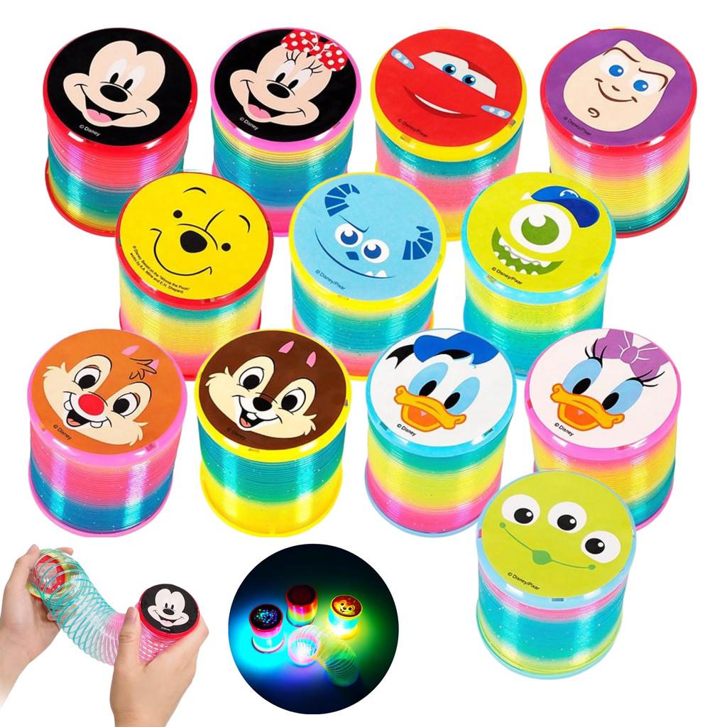 [Great Festival Supplies] Disney Glow-Up Sparkle Spring Toys, 12-Piece Set, Character Designs [Festivals, Events, Kids' Parties, Street Stalls,