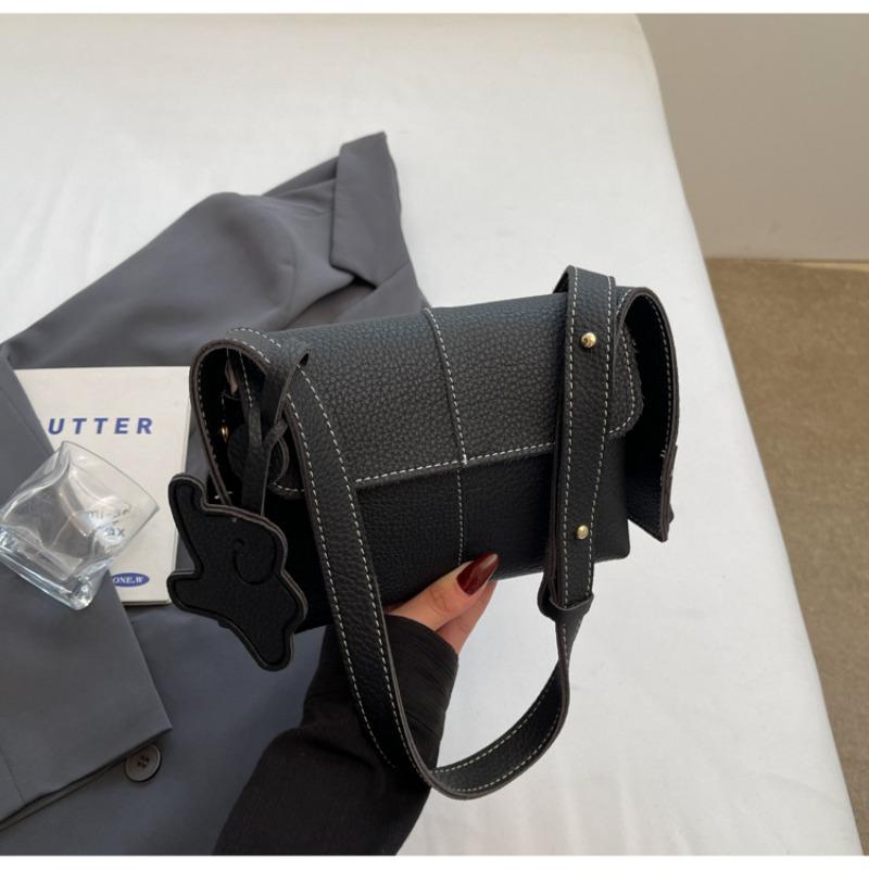 

High-end small square bag women s spring new simple casual shoulder bag niche fashion versatile women s bag чёрный