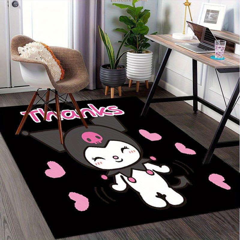 1pc Sanrio Kuromi Mermaid Printed Office Carpet Rectangle Rug Under The Table,Perfect Room Decor for Living Room, Bedroom, Kitchen, Non-slip Floor Mat