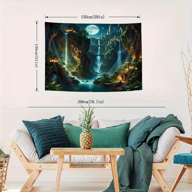 2D Enchanted Castle Tapestry for Bedroom Living Room Fantasy Decor
