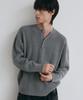 NODU Soft Henley Neck Round Long Sleeve Knit [Gray]