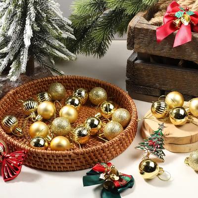 24pcs Xmas Tree Hanging Pendant Christmas Decoration 3cm Christmas Balls Set Home Party Hanging Ornament New Year Decoration