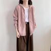 New Solid Color Lazy Wind Hooded Zipper Knitted Cardigan Casual Drawstring Sweater Thick Coat Women