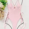 Costume da bagno da donna tinta unita costume intero ritaglio coulisse bikini sexy costumi da bagno brasiliani 8 colori