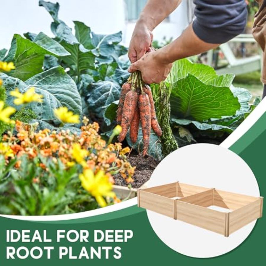 8x4 Ft Wood Raised Garden Bed Durable 15 Inch Depth Planter Box for Vegetables Herbs and Flowers Ideal for Outdoor Gardening wi