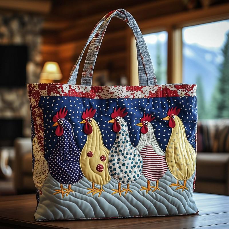 Chick Print Tote Bag 600D Oxford Cloth Shoulder Daily Use