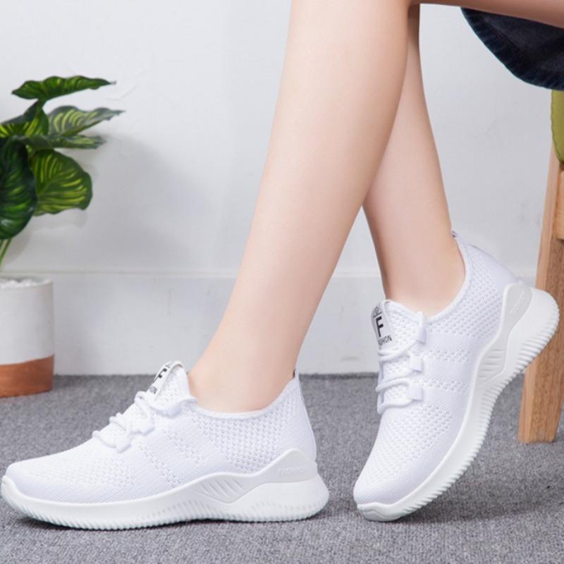 Women Fly Woven Mesh Running Shoes, Lightweight Breathable Casual Sneakers