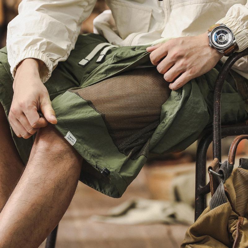 Men's Quick-Drying Waterproof Outdoor Work Shorts: Trendy Faux Two-Piece Mountain Style Five-Point Summer Pants.