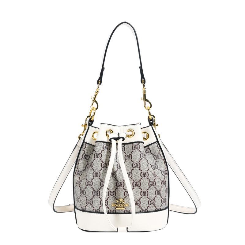 Bucket bag women's new women's bag trendy fashion printed oblique span bag bucket bag premium texture versatile shoulder bag