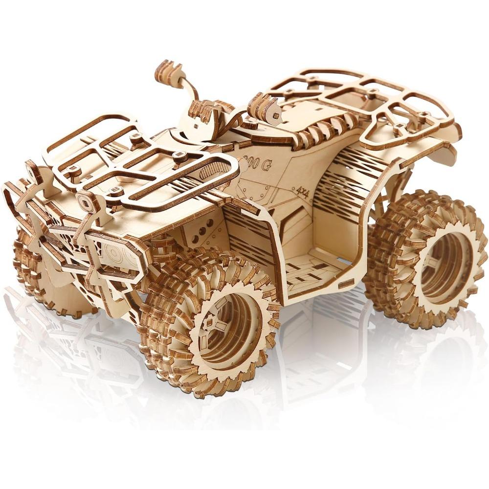 3D Wooden Puzzle for Adults Mechanical Beach Car DIY Vehicle Model Building Kit Handicraft Wood Craft Toy Birthday Gift for Kids