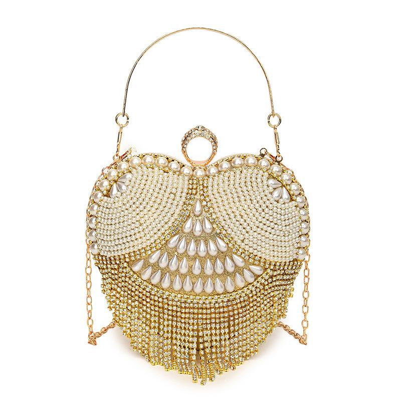 

Luxury Diamond Inlay Heart Shape Crystal Clutch Purse Stones Evening Wedding Party Shoulder Bag Silver Gold Evening Mini Handbag золотой