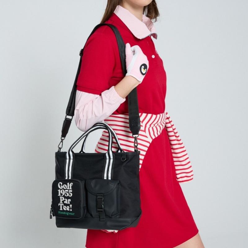 MunSingwear Women S Double Pocket Tote Bag Black Mr122lbg12