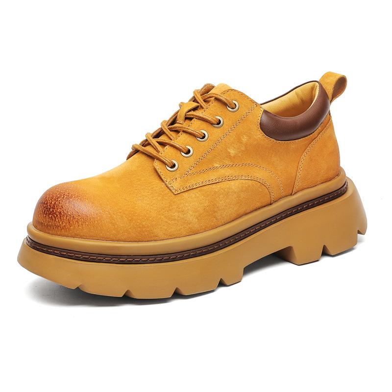 Autumn men's shoes British style tooling shoes men's retro platform big yellow boots casual Martin short boots 66685-J