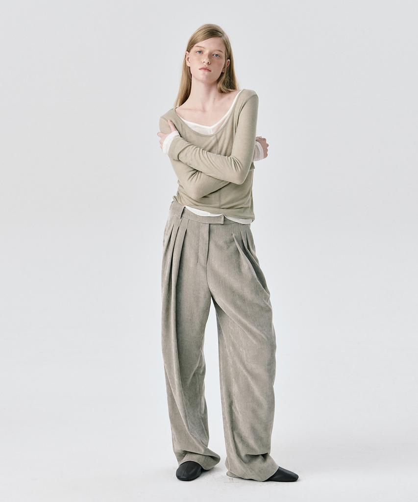 WNDERKAMMER Steady Wide Tuck Pants_Grey