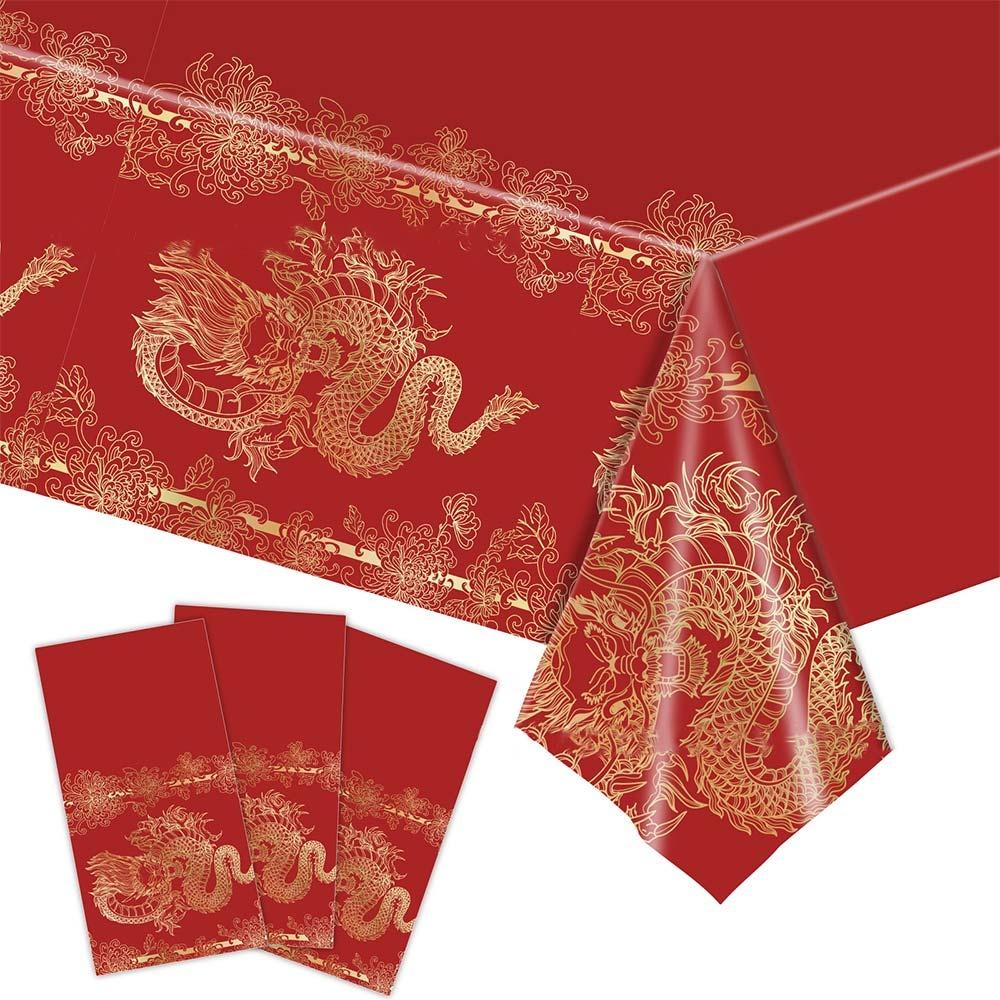 Bronzing Chinese New Year TableCover Plastic New Year Eve Decor  Chinese New Year